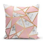 - 8896 - Realhomes Renkli Geometrik Desenli Mermer Motifli Dijital Baskılı Modern Yastık Kılıfı Realhomes