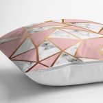 - 8896 - Realhomes Renkli Geometrik Desenli Mermer Motifli Dijital Baskılı Modern Yastık Kılıfı Realhomes