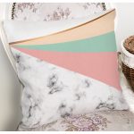 - 8898 - Realhomes Renkli Geometrik Desenli Mermer Motifli Dijital Baskılı Modern Yastık Kılıfı Realhomes