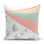 - 8898 - Realhomes Renkli Geometrik Desenli Mermer Motifli Dijital Baskılı Modern Yastık Kılıfı Realhomes