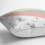 - 8898 - Realhomes Renkli Geometrik Desenli Mermer Motifli Dijital Baskılı Modern Yastık Kılıfı Realhomes