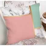 - 8900 - Realhomes Renkli Geometrik Desenli Mermer Motifli Dijital Baskılı Modern Kırlent Kılıfı Realhomes