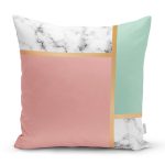 - 8900 - Realhomes Renkli Geometrik Desenli Mermer Motifli Dijital Baskılı Modern Kırlent Kılıfı Realhomes