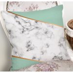 - 8903 - Realhomes Renkli Geometrik Desenli Mermer Motifli Dijital Baskılı Modern Kırlent Kılıfı Realhomes