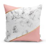 - 8904 - Realhomes Renkli Geometrik Desenli Mermer Motifli Dijital Baskılı Modern Kırlent Kılıfı Realhomes