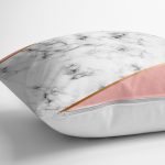 - 8904 - Realhomes Renkli Geometrik Desenli Mermer Motifli Dijital Baskılı Modern Kırlent Kılıfı Realhomes