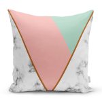 - 8905 - Realhomes Renkli Geometrik Desenli Mermer Motifli Dijital Baskılı Modern Kırlent Kılıfı Realhomes