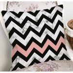 Mermer Zeminli Renkli Geometrik Zigzag Desenli Modern Yastık Kırlent Kılıfı Realhomes