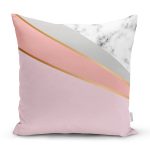 - 8907 - Realhomes Renkli Geometrik Desenli Mermer Motifli Dijital Baskılı Modern Kırlent Kılıfı Realhomes