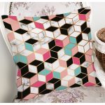 Renkli Geometrik Desenli Mermer Motifli Dijital Baskılı Modern Kırlent Kılıfı Realhomes