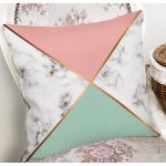 - 8912 - Realhomes Renkli Geometrik Desenli Mermer Motifli Dijital Baskılı Modern Kırlent Kılıfı Realhomes