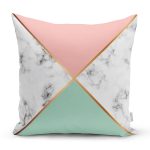 - 8912 - Realhomes Renkli Geometrik Desenli Mermer Motifli Dijital Baskılı Modern Kırlent Kılıfı Realhomes