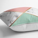 - 8912 - Realhomes Renkli Geometrik Desenli Mermer Motifli Dijital Baskılı Modern Kırlent Kılıfı Realhomes