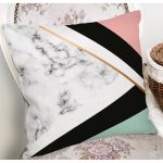 - 8913 - Realhomes  Renkli Geometrik Desenli Mermer Motifli Dijital Baskılı Modern Kırlent Kılıfı Realhomes