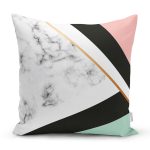 - 8913 - Realhomes  Renkli Geometrik Desenli Mermer Motifli Dijital Baskılı Modern Kırlent Kılıfı Realhomes