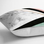 - 8913 - Realhomes  Renkli Geometrik Desenli Mermer Motifli Dijital Baskılı Modern Kırlent Kılıfı Realhomes