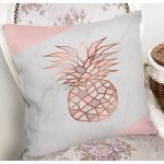 Mermer Zeminli Renkli Ananas Desenli Dijital Baskılı Modern Yastık Kırlent Kılıfı Realhomes