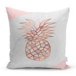 Mermer Zeminli Renkli Ananas Desenli Dijital Baskılı Modern Yastık Kırlent Kılıfı Realhomes