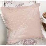 - 8917 - Realhomes Pastel Zeminli Gold Detaylı Yaprak Desenli Dijital Baskılı Modern Kırlent Kılıfı Realhomes