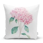 - 8920 - Realhomes Beyaz Zeminli Rengarenk Ortanca Çiçek Motifli Dijital Baskılı Modern Kırlent Kılıfı Realhomes