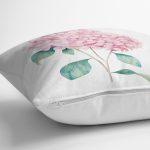 - 8920 - Realhomes Beyaz Zeminli Rengarenk Ortanca Çiçek Motifli Dijital Baskılı Modern Kırlent Kılıfı Realhomes