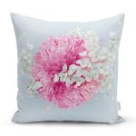 - 8922 - Realhomes  Rengarenk Zeminli Ortanca Çiçek Desenli Dijital Baskılı Modern Yastık Kırlent Kılıfı Realhomes