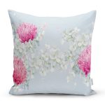 - 8923 - Realhomes  Rengarenk Zeminli Ortanca Çiçek Desenli Dijital Baskılı Modern Yastık Kırlent Kılıfı Realhomes