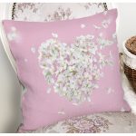 Rengarenk Zeminli Kalp Desenli Ortanca Çiçek Yastık Kırlent Kılıfı Realhomes