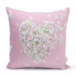 Rengarenk Zeminli Kalp Desenli Ortanca Çiçek Yastık Kırlent Kılıfı Realhomes