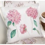 Beyaz Zeminli Rengarenk Ortanca Çiçek Motifli Dijital Baskılı Modern Kırlent Kılıfı Realhomes