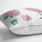 Beyaz Zeminli Rengarenk Ortanca Çiçek Motifli Dijital Baskılı Modern Kırlent Kılıfı Realhomes