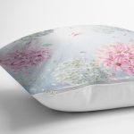 - 8931 - Realhomes  Pastel Zeminli Rengarenk Ortanca Çiçek Dijital Baskılı Modern Yastık Kırlent Kılıfı Realhomes