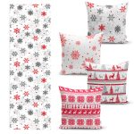 RealHomes Yılbaşı Özel 4 Kırlent Kılıfı ve Runner Seti Realhomes