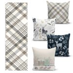 RealHomes Yılbaşı Özel 4 Kırlent Kılıfı ve Runner Seti Realhomes