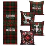 RealHomes Yılbaşı Özel 4 Kırlent Kılıfı ve Runner Seti Realhomes