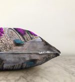 Mor Sarmaşık Desenli Dijital Baskılı Dekoratif Raşel Kadife Yastık Kırlent Kılıfı Realhomes