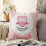 - Sonil-K-114-Gorsel1 - Realhomes  Sevimli Baykuş Dijital Baskılı Dekoratif Raşel Kadife Yastık Kırlent Kılıfı Realhomes
