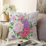 Çiçek Motifli Modern Dijital Baskılı Dekoratif Raşel Kadife Yastık Kırlent Kılıfı Realhomes