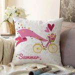 Modern Bisiklet Desenli Dijital Baskılı Raşel Kadife Yastık Raşel Kadife Kırlent Kılıfı Realhomes