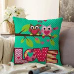 - Sonil-K-13-Gorsel1 - Realhomes Baykuş Desenli Dijital Baskılı Dekoratif Raşel Kadife Yastık Kırlent Kılıfı Realhomes