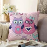 - Sonil-K-134-Gorsel1 - Realhomes  Baykuş Resimli Dijital Baskılı Dekoratif Raşel Kadife Yastık Kırlent Kılıfı Realhomes