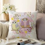 - Sonil-K-154-Gorsel1 - Realhomes  Modern Baykuş Desenli Dijital Baskılı Dekoratif Raşel Kadife Yastık Kırlent Kılıfı Realhomes