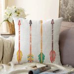 Renkli Oklar Dijital Baskılı Modern Raşel Kadife Yastık Kırlent Kılıfı Realhomes