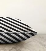 Siyah Beyaz Şeritli Dijital Baskılı Raşel Kadife Yastık Kırlent Kılıfı Realhomes
