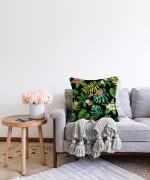 Siyah Zemin Yapraklar Raşel Kadife Yastık Kırlent Kılıfı Realhomes