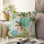 Realhomes Palmiye Çizim Raşel Kadife Yastık Kırlent Kılıfı Realhomes