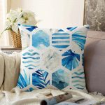 - Sonil-K-2055-Gorsel1 - Realhomes  Mavi Temalı Geometrik Şekilli Raşel Kadife Yastık Kırlent Kılıfı Realhomes