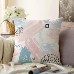 - Sonil-K-2062-Gorsel1 - Realhomes  Pembe Gri Boyama Desenli Dijital Baskılı Raşel Kadife Kırlent Kılıfı Realhomes