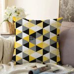 - Sonil-K-2065-Gorsel1 - Realhomes Üçgen Mozaik Desenli Dijital Baskılı Raşel Kadife Yastık Kırlent Kılıfı Realhomes