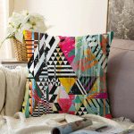 - Sonil-K-2067-Gorsel1 - Realhomes  Renkli Boyama Desenli Dijital Baskılı Raşel Kadife Yastık Kırlent Kılıfı Realhomes